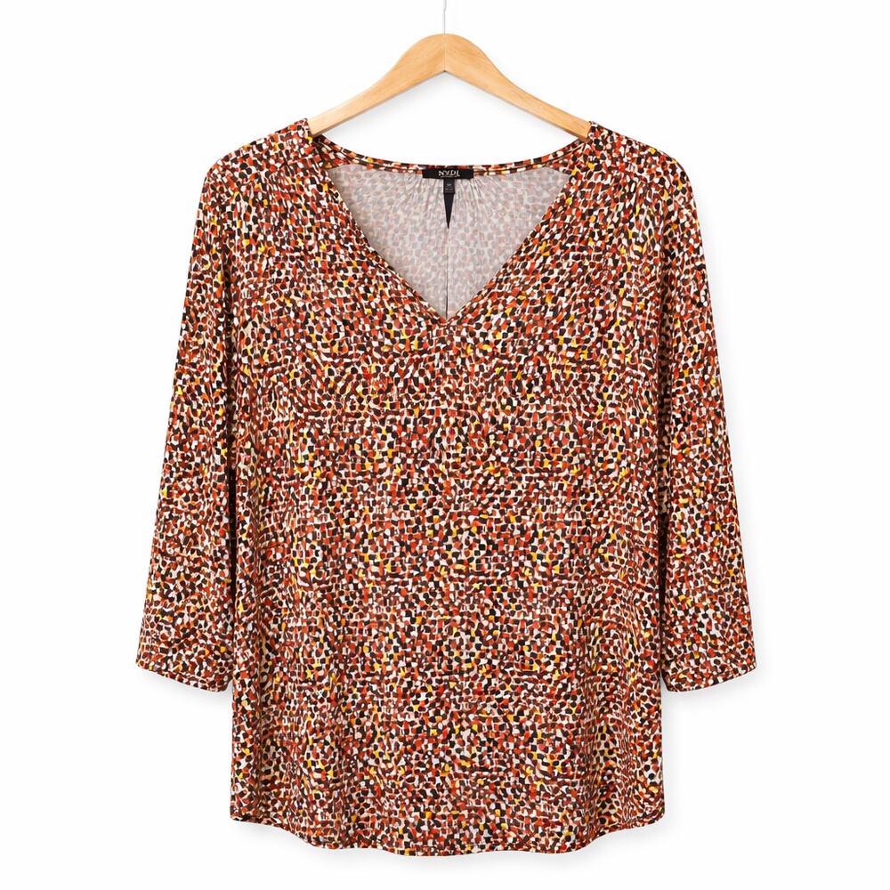 NYDJ Perfect Tee Womens Plus Size 2X Multicolor Geometric Print Modal Blend